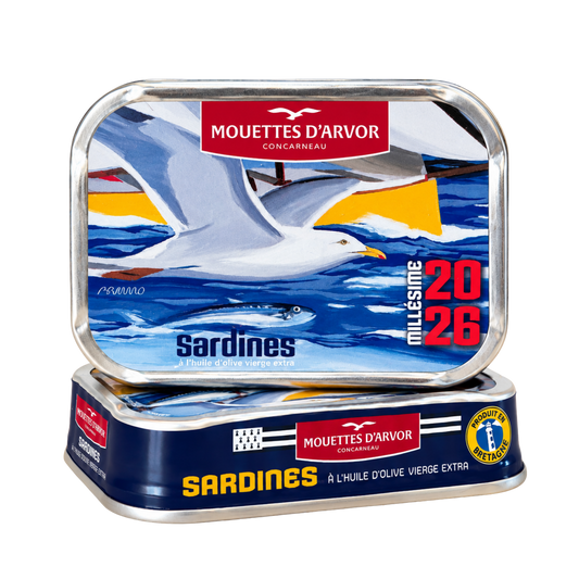 Jahrgangssardinen | "Ville bleue" 2026 | Les Mouettes d’Arvor | Concarneau | Frankreich