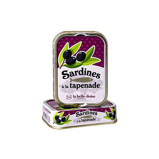 Sardinen | schwarzer Tapenade| La Belle-Iloise | Quiberon | Frankreich