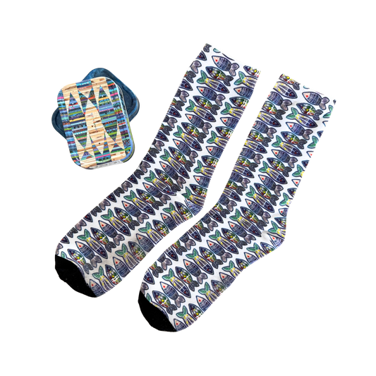 Sardinen Socken Nr.1 – Fischschwarm Muster