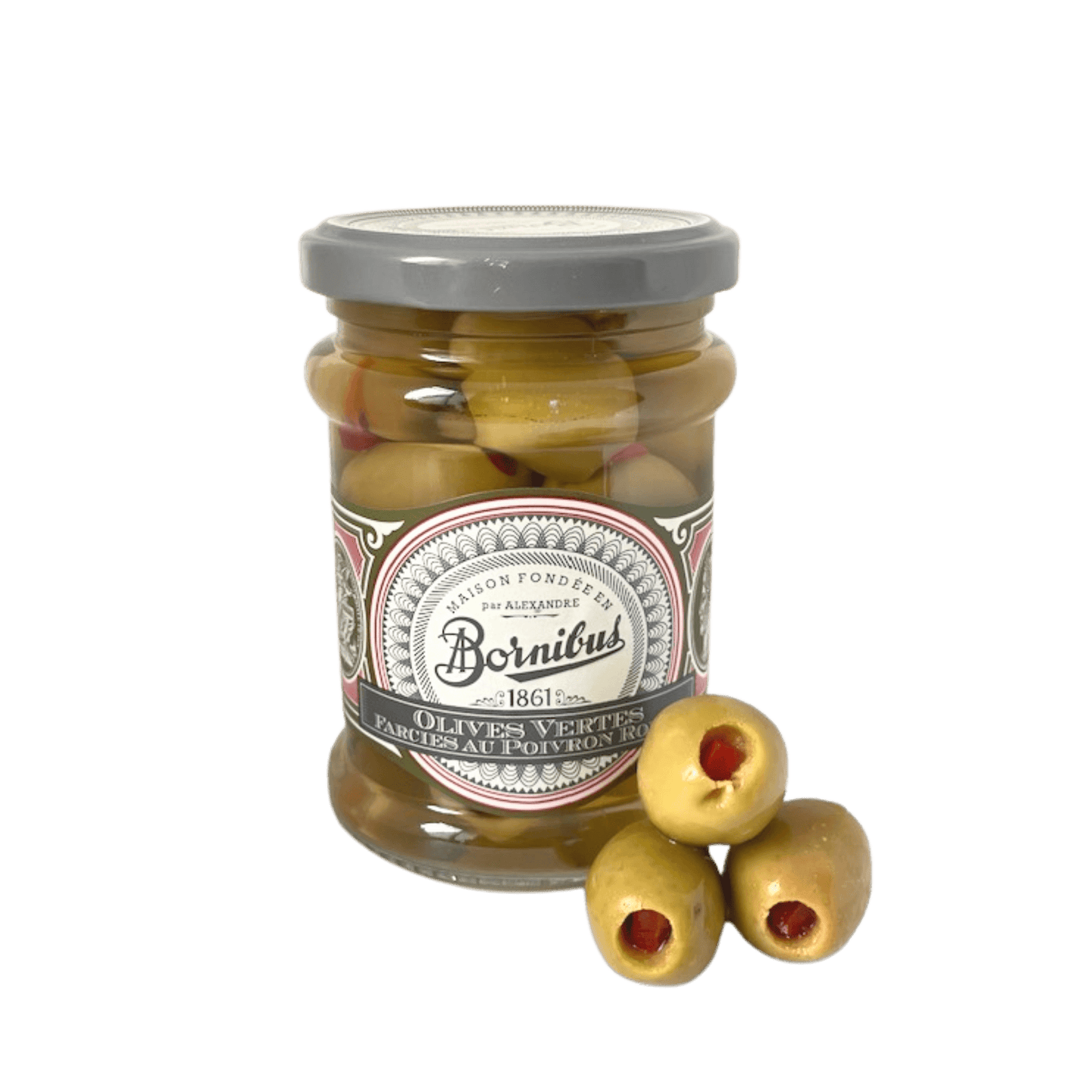 Grüne Oliven - gefüllt mit Paprika | Bornibus | Frankreich