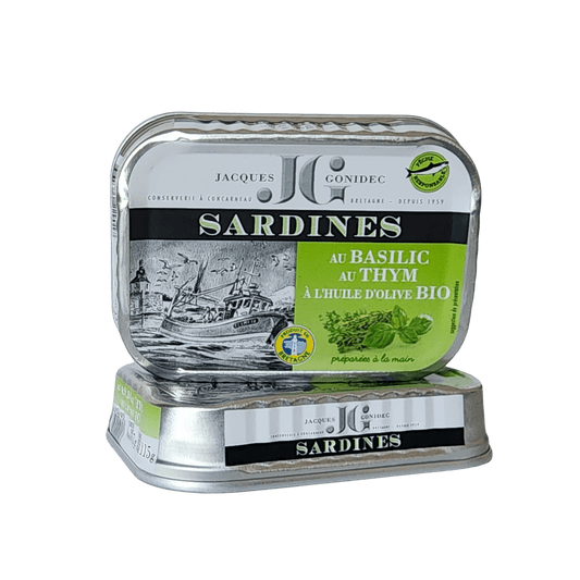 Sardinen mit Thymian und Basilikum | JG - Jacques Gonidec | Concarneau | Frankreich  